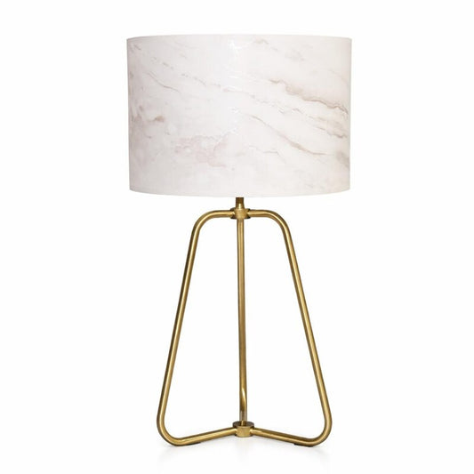 Marble Table Lamp with Bronze Base - Modern Desk Lamp for Bedroom & Living Room