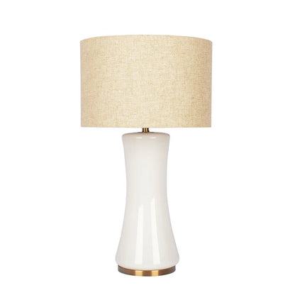 Cascade Glass Table Lamp with Gold Base and Off-White Fabric Shade