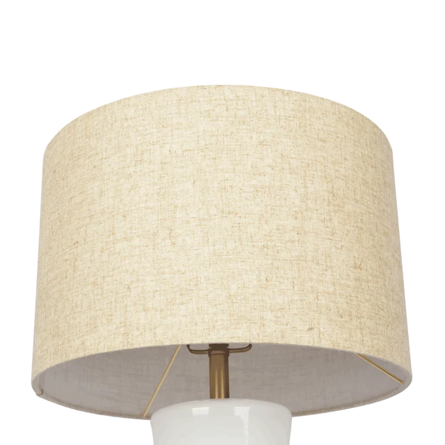Cascade Glass Table Lamp with Gold Base and Off-White Fabric Shade