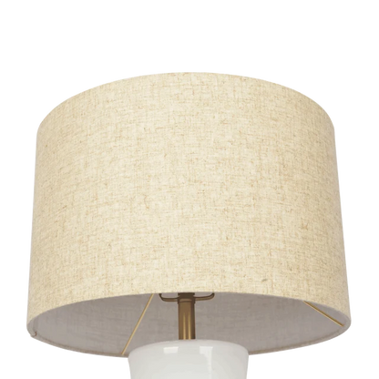Cascade Glass Table Lamp with Gold Base and Off-White Fabric Shade