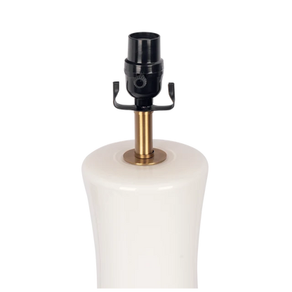 Cascade Glass Table Lamp with Gold Base and Off-White Fabric Shade