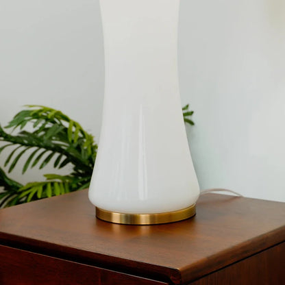 Cascade Glass Table Lamp with Gold Base and Off-White Fabric Shade