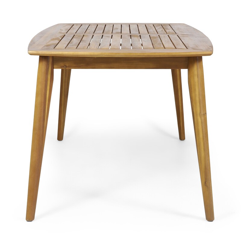 7-Piece Outdoor Acacia Wood Dining Set - 71" Teak Table with 6 Ergonomic Chairs