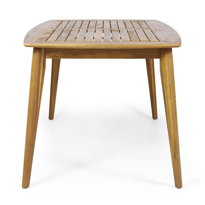 7-Piece Outdoor Acacia Wood Dining Set - 71" Teak Table with 6 Ergonomic Chairs
