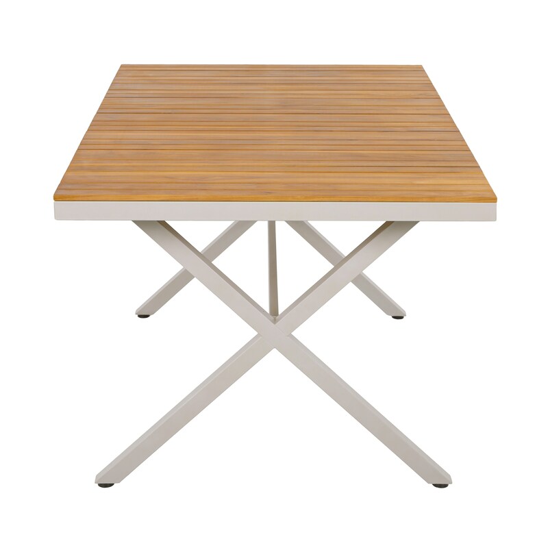 Outdoor 7-Piece Teak Dining Set - Table & 6 Wicker Chairs with Cushions