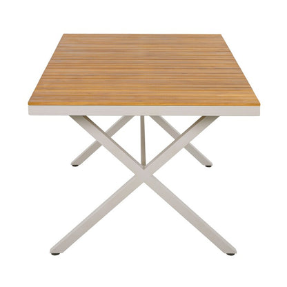 Outdoor 7-Piece Teak Dining Set - Table & 6 Wicker Chairs with Cushions