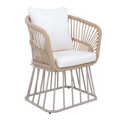 Outdoor 7-Piece Teak Dining Set - Table & 6 Wicker Chairs with Cushions