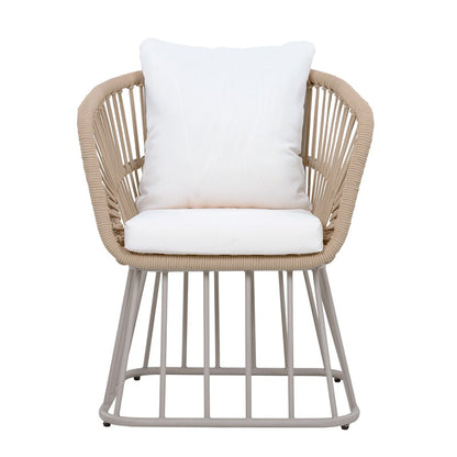 Outdoor 7-Piece Teak Dining Set - Table & 6 Wicker Chairs with Cushions