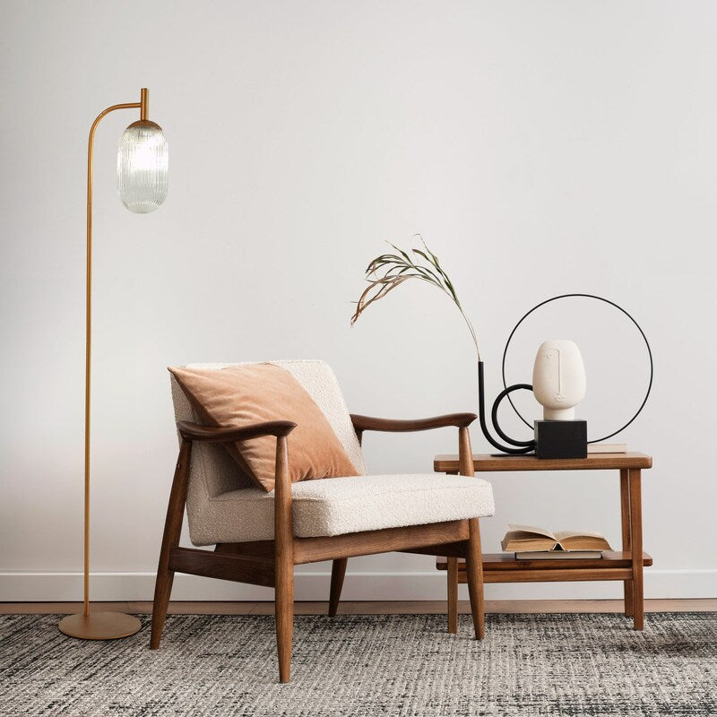 Vela Uplight Floor Lamp - 59-Inch, Bronze, Clear Globe Glass Shade, E26, Plug-In, Living Room & Bedroom