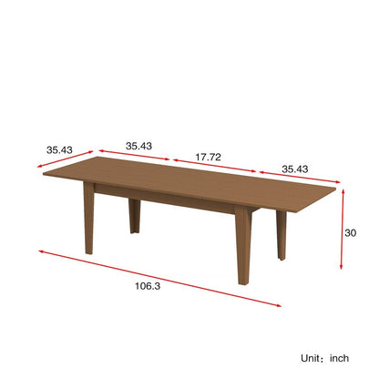 Extendable Dining Table, 106.5" Large Kitchen Table with Oak Wood Grain Top and Melamine Finish