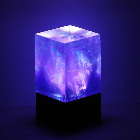 Galaxy Cube Lamp - Handcrafted Purple Resin Night Light