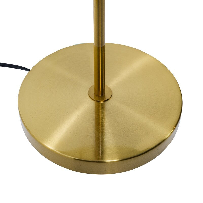 Gold Metal Table Lamp with Drum Shade - Modern Bedside Nightstand Lamp