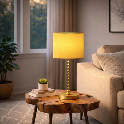 Sereno Ochre Table Lamp - Modern Classic Desk Lamp with Linen Shade