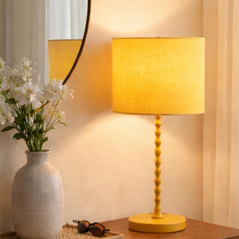 Sereno Ochre Table Lamp - Modern Classic Desk Lamp with Linen Shade