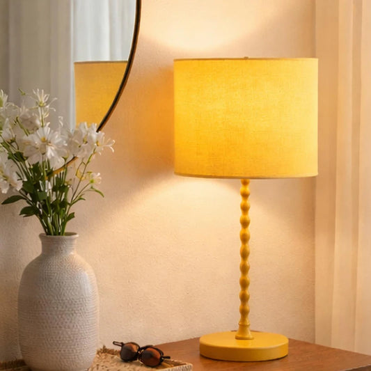 Sereno Ochre Table Lamp - Modern Classic Desk Lamp with Linen Shade