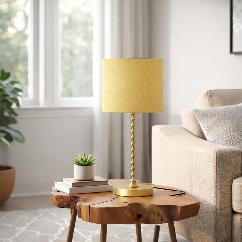 Sereno Ochre Table Lamp - Modern Classic Desk Lamp with Linen Shade