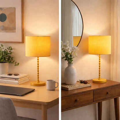 Sereno Ochre Table Lamp - Modern Classic Desk Lamp with Linen Shade