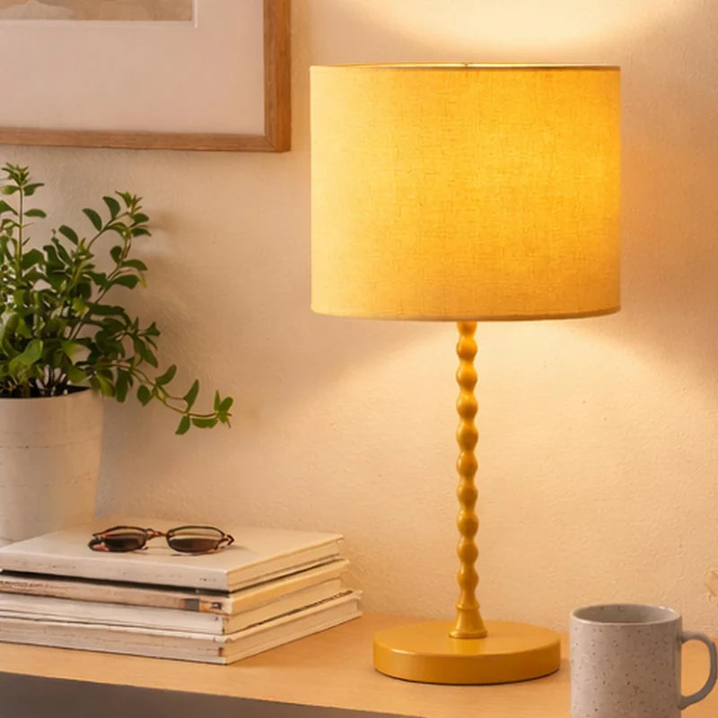 Sereno Ochre Table Lamp - Modern Classic Desk Lamp with Linen Shade
