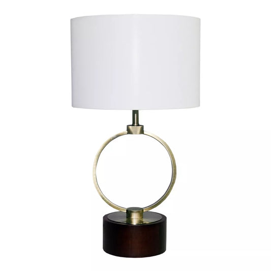 Nordic Metal Grid Table Lamp with Linen Shade - Mid-Century Bedside Desk Lamp E26