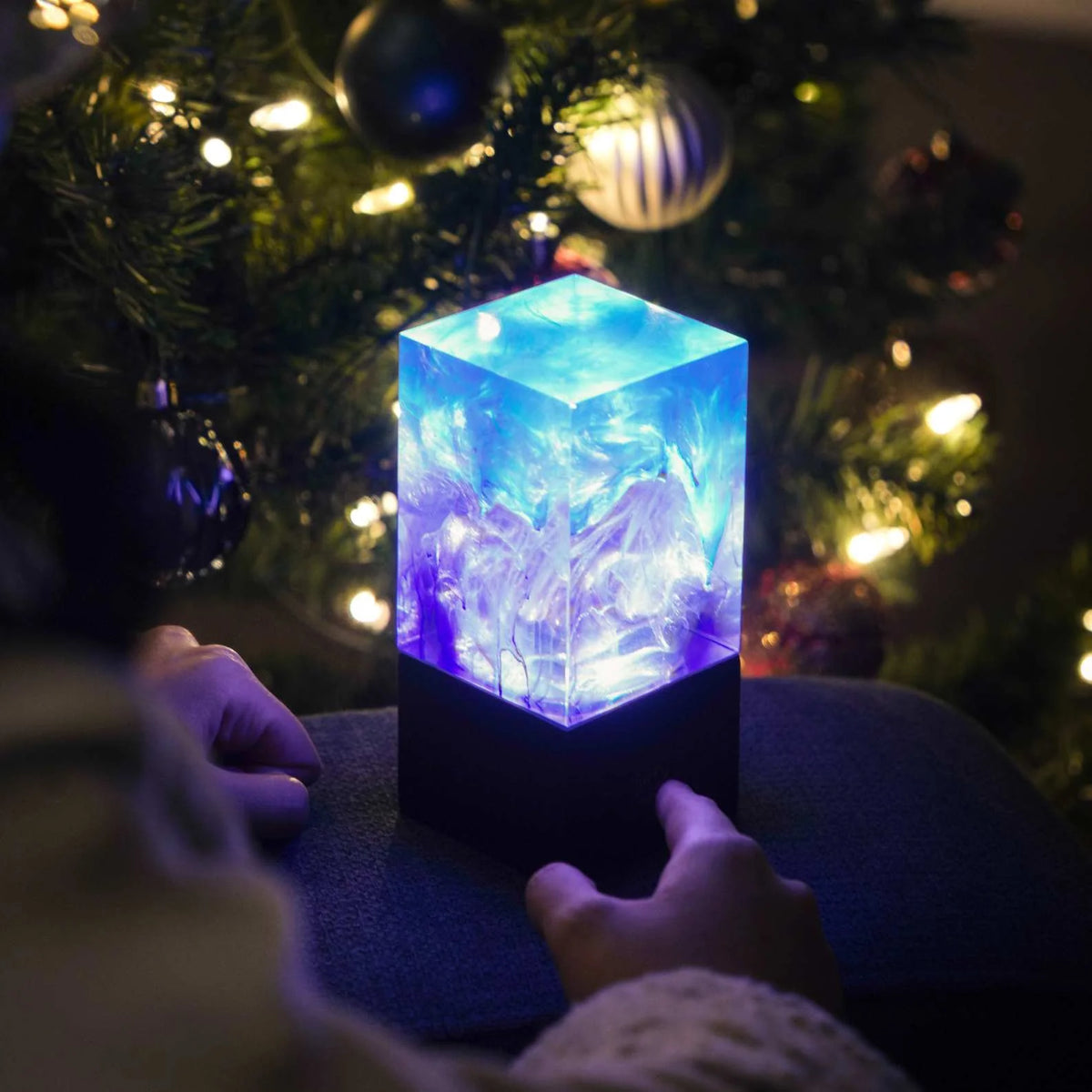 Galaxy Cube Lamp - Handcrafted Purple Resin Night Light
