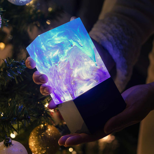 Galaxy Cube Lamp - Handcrafted Purple Resin Night Light