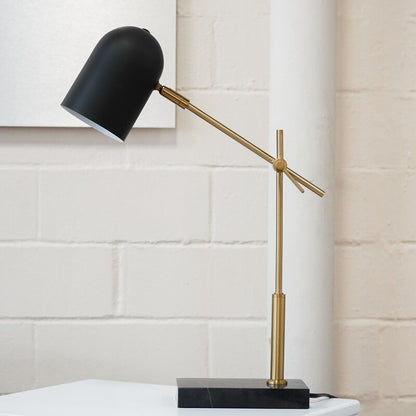 Lumora Table Lamp - Black & White Marble Base Bedside Lamp