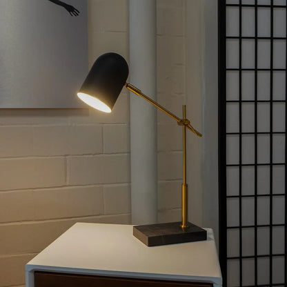 Lumora Table Lamp - Black & White Marble Base Bedside Lamp