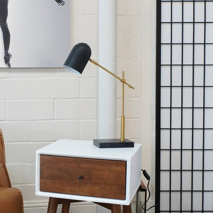 Lumora Table Lamp - Black & White Marble Base Bedside Lamp