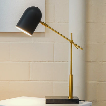 Lumora Table Lamp - Black & White Marble Base Bedside Lamp