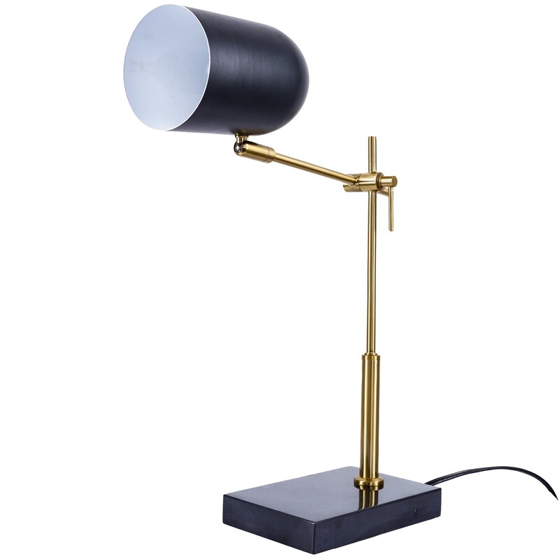 Lumora Table Lamp - Black & White Marble Base Bedside Lamp