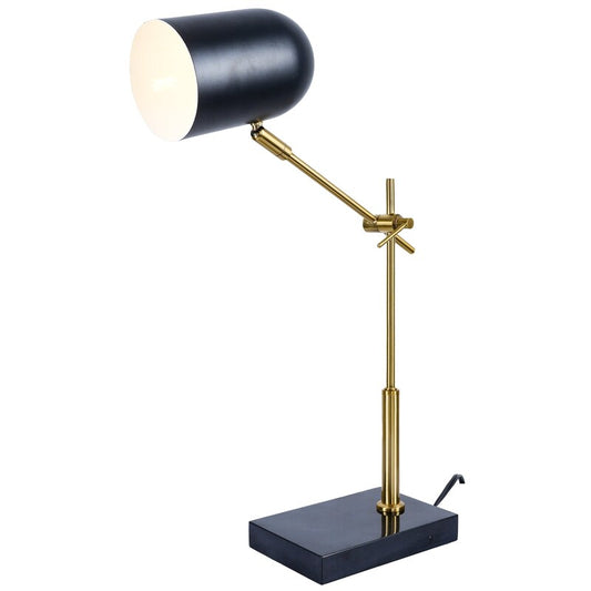 Lumora Table Lamp - Black & White Marble Base Bedside Lamp