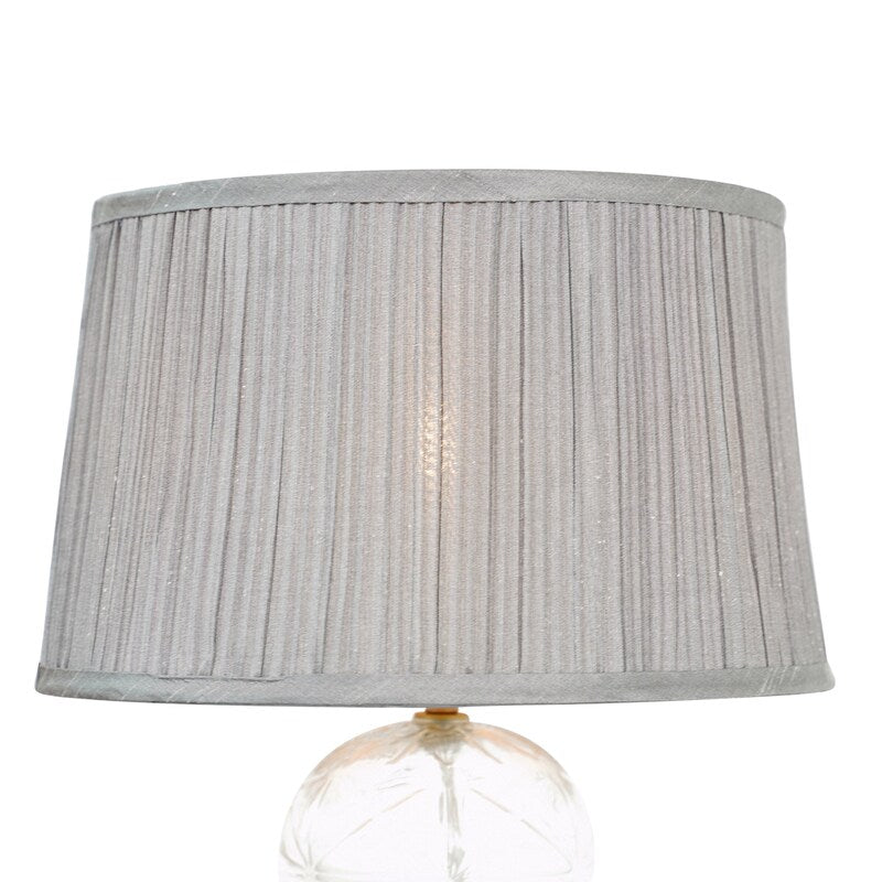 Luxora Glass Table Lamp - Gold & Clear, Pleated Fabric Shade, E12 Bulb