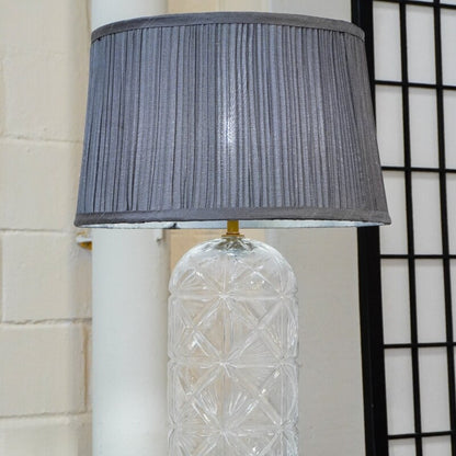 Luxora Glass Table Lamp - Gold & Clear, Pleated Fabric Shade, E12 Bulb