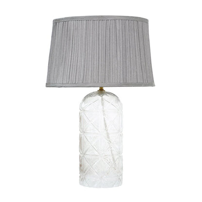 Luxora Glass Table Lamp - Gold & Clear, Pleated Fabric Shade, E12 Bulb