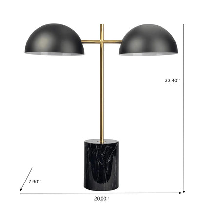 Black Gold Marble Table Lamp - Double Lamp with Faux Marble Base and On/Off Switch, E26