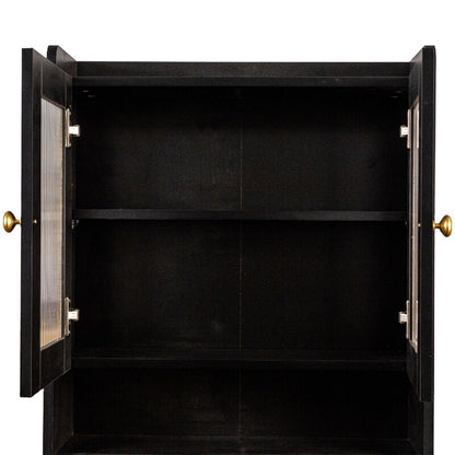 Black Kitchen Pantry Hutch Storage Cabinet, Farmhouse Kitchen Hutch Buffet Cabinet With Microwave Stand, Freestanding Buffet Sideboard Coffee Bar Cabinet
