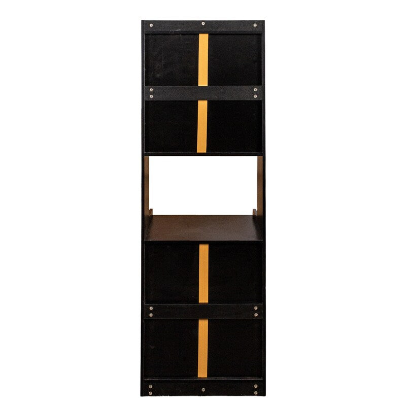 Black Kitchen Pantry Hutch Storage Cabinet, Farmhouse Kitchen Hutch Buffet Cabinet With Microwave Stand, Freestanding Buffet Sideboard Coffee Bar Cabinet
