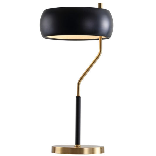 Gold Metal Table Lamp with Off-White Drum Shade - E26 Bedside & Living Room Light
