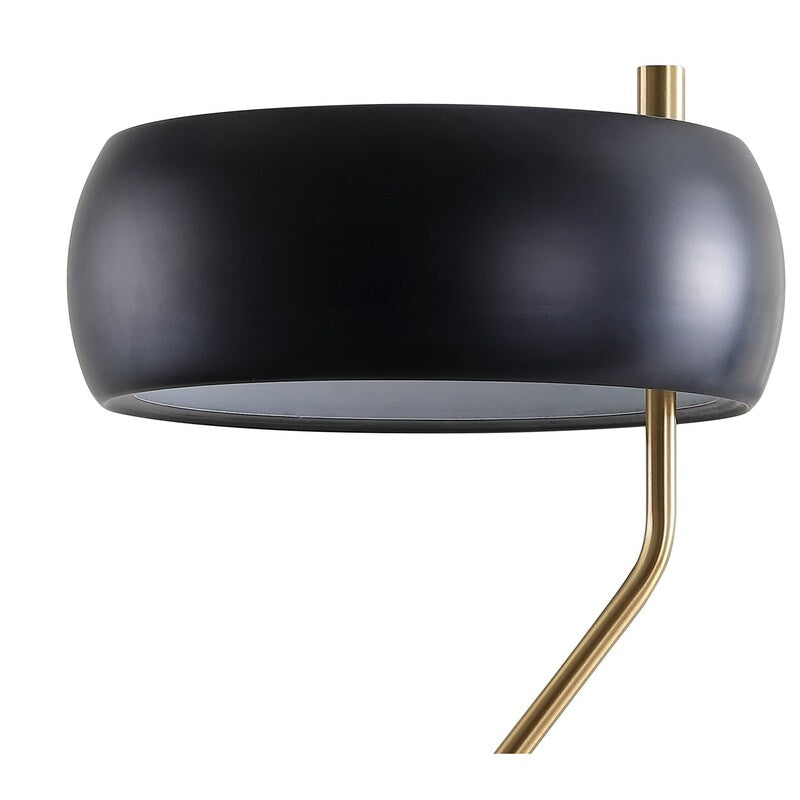Gold Metal Table Lamp with Off-White Drum Shade - E26 Bedside & Living Room Light