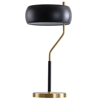 Gold Metal Table Lamp with Off-White Drum Shade - E26 Bedside & Living Room Light