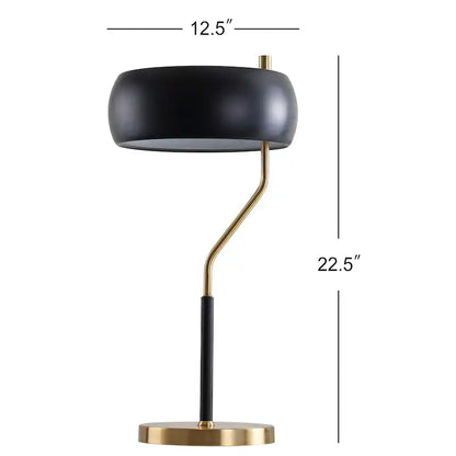 Gold Metal Table Lamp with Off-White Drum Shade - E26 Bedside & Living Room Light