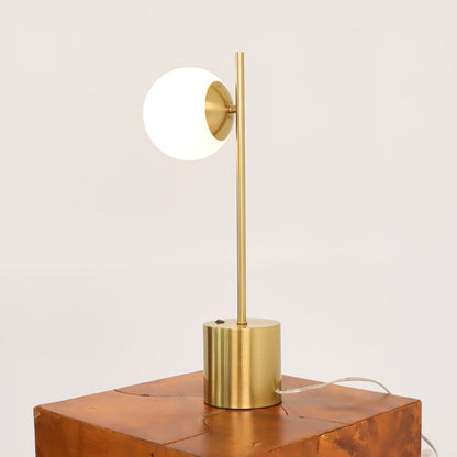 Brass Table Lamp with White Glass Globe Shade - Modern Desk Lamp | 22" H