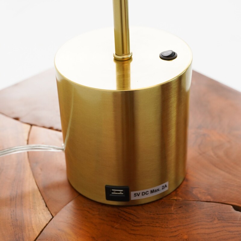 Brass Table Lamp with White Glass Globe Shade - Modern Desk Lamp | 22" H