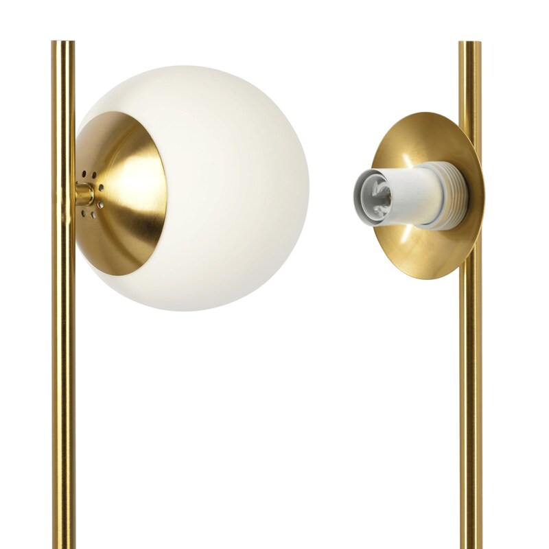 Brass Table Lamp with White Glass Globe Shade - Modern Desk Lamp | 22" H