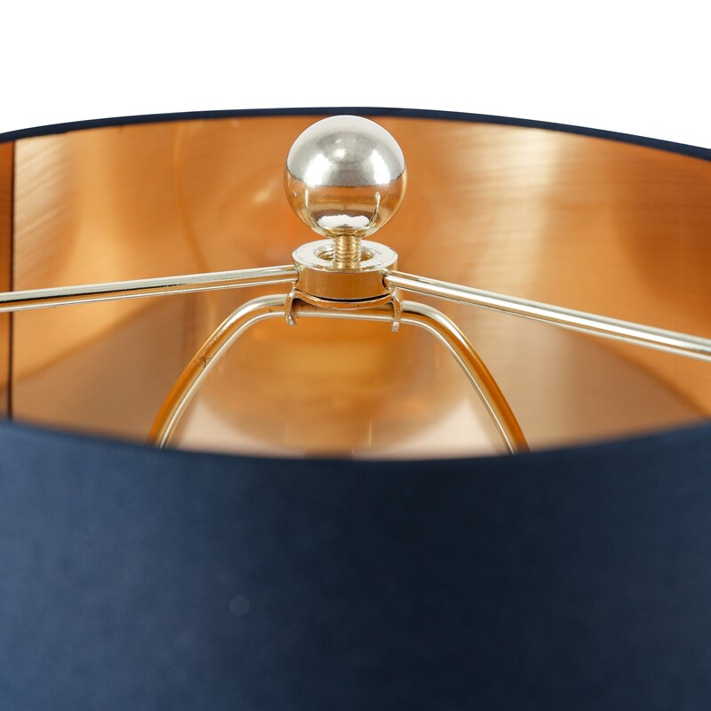 Modern Black & Gold Desk Lamp with Fabric Shade - E26 Bedside Table Lamp