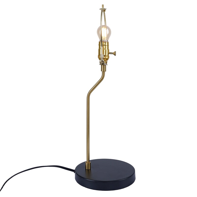 Modern Black & Gold Desk Lamp with Fabric Shade - E26 Bedside Table Lamp