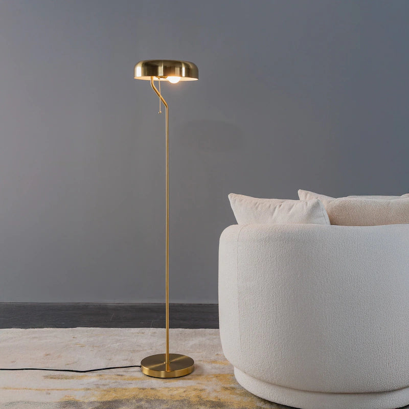 Spectra 55-Inch Tall Metal Floor Lamp with Pull Chain Switch - Gold Dome, Plug-In