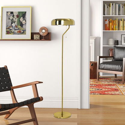 Spectra 55-Inch Tall Metal Floor Lamp with Pull Chain Switch - Gold Dome, Plug-In