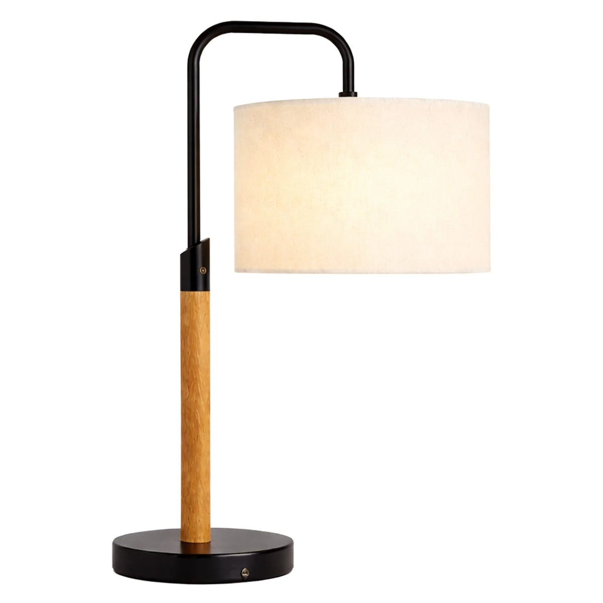 Modern Desk Lamp - Metal & Wood Table Lamp with Cylinder Shade, E26, 110V