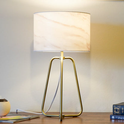 Marble Table Lamp with Bronze Base - Modern Desk Lamp for Bedroom & Living Room